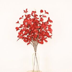 Set of 5 Primrue 26" Red Faux Eucalyptus Stems - Moody Boho Decor
